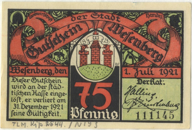 Alte deutsche Banknote mit einem Gebäude, "Bundesliga"-Text und einem Logo auf weißem Hintergrund.