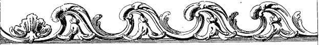 Schwarz-weißes dekoratives Design mit dem Wort "Ländlich" in fetter Schrift in der Mitte von komplexen Wirbeln und Kurven.